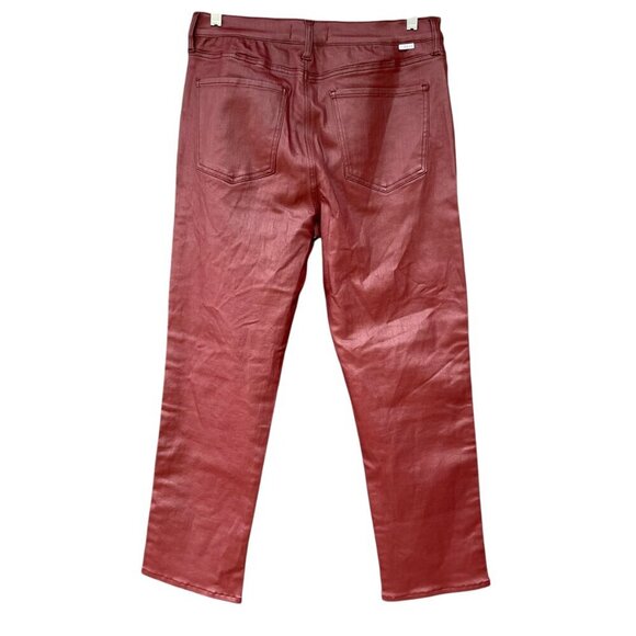 DAZE Daily Driver Coated Cropped Jeans in Wine Lips Womens 32 Burgundy Red NWT - Picture 4 of 16